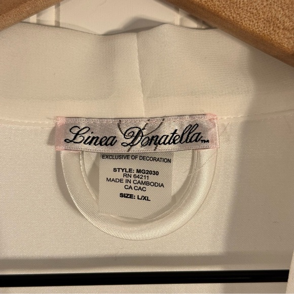 NWT Linea Donatella Women's Ivory Satin Embroidered/Embellished Robe Size L/XL - Picture 7 of 9